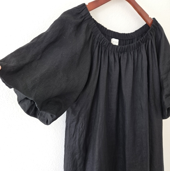 DISSH Black Linen Puffed Short Sleeve Mini Dress size 8 - Picture 9 of 16